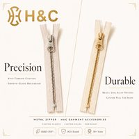 Fermeture éclair métallique à glissière double H&C Factory, prix abordable, sans nickel, 20 cm, pour vêtements et chaussures