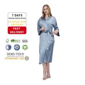 <span class=keywords><strong>Kimono</strong></span> Lungo in Pura Seta di Gelso 100% Colore Unito 2022 Lussuoso Pigiama Estivo <span class=keywords><strong>Sexy</strong></span> per Donne - Product Image 5
