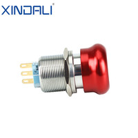 XDL17-22NS45/C Bouton-poussoir d'arrêt d'urgence en acier inoxydable 22 mm, rouge, 220 V, IP65, à verrouillage par pression, à réinitialisation par rotation, 10 A