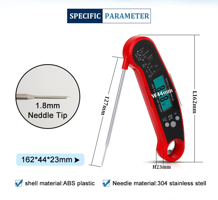 Thermomètre de viande lu instantané pour faire cuire, thermomètre imperméable de nourriture de Digital avec l'aimant