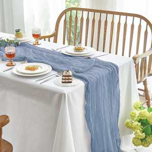 Chiffon de coton bleu 72 pouces pour décoration de printemps et de Pâques, chemin de table rustique en gaze lavande pour douche nuptiale - Product Image 2