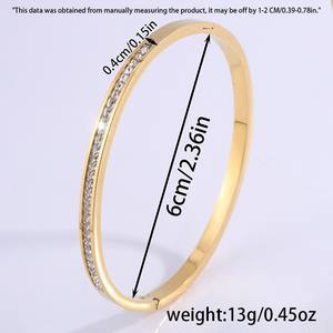 <span class=keywords><strong>Bracelet</strong></span> pour femme en acier inoxydable plaqué or 18 carats, résistant à l'eau et au ternissement, avec zircons et diamants, plusieurs styles - Product Image 6