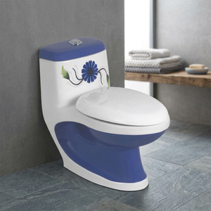 WC monobloc moderne en céramique à double chasse avec siphon en P, à poser au sol, automatique, pour hôtels, maisons, salles de bain et usage extérieur - Product Image 2
