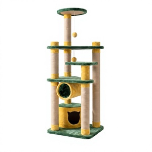 Arbre à chat Amistar Classic Sunny Forest de haute qualité, en fausse fourrure, avec griffoir en bois, écologique, pour chats et chatons de toutes tailles - Product Image 1