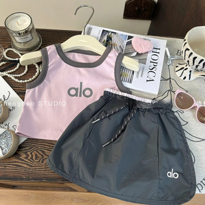 Tongxingyuan Girls Vest Set Pink Sleeveless Top Black Skirt Two Piece Summer Outfit Kids Fashion Clothes - Product Image 3