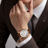 Montre automatique pour homme Top I&W, cadran blanc, chiffres romains, boîtier en or rose, affichage du jour et de la date, montre mécanique de style business