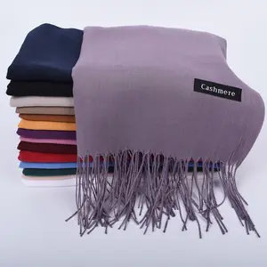 Wholesale Embroidered Beautiful 32 Colors Custom Logo Autumn Winter Pashmina Wool Cashmere Scarf Men Women Scarf Shawl Polyester