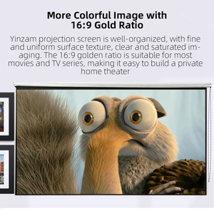 Yinzam Manual Wall Mounted <strong>Projector</strong> Screen for All Kinds LED Laser <strong>Projector</strong> Multiple Sizes <strong>with</strong> 72 Inch <strong>3D</strong> Cinema Screen - Product Image 6