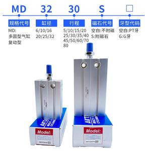 Airtac MD32กระบอกมินิ5 10 15 20 25 30 40 50 60S สำหรับอุตสาหกรรมอัตโนมัติ - Product Image 5