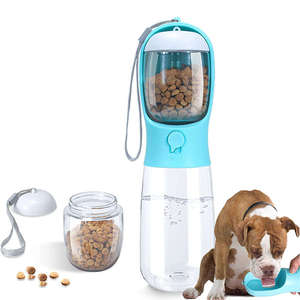 Transparent 300ml 2-en-1 Portable Voyage En Plein Air Pliable Nourriture Chien Bouteille D'eau Tasse - Product Image 3