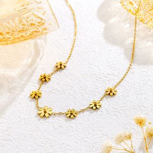 18K PVD Gold Stainless Steel Summer Floral Daisy Necklace <b>Bracelet</b> Set | Waterproof Hypoallergenic <b>Matching</b> Flower Jewelry - Product Image 2
