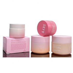 Wide Mouth Opal White Ceramic 100ml 50ml 50g Frosted Lid Matte Glass Pink Cream Jar with Paper Box - Product Image 1