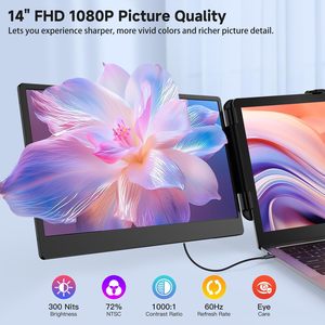 Moniteur <span class=keywords><strong>portable</strong></span> de jeu S3 14 pouces IPS FHD 1080P, triple écran, extension d'écran pour <span class=keywords><strong>ordinateur</strong></span> <span class=keywords><strong>portable</strong></span>, écran ultra fin, type-C pour ordinateurs portables de 13 <span class=keywords><strong>à</strong></span> 17,3 pouces - Product Image 2