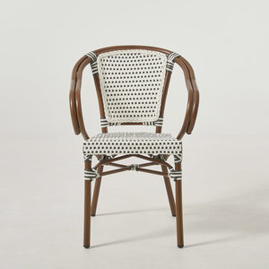 Sedia da Giardino in Rattan Sintetico Impermeabile - Poltrona Bistrot Francese in Rattan PE con Telaio in Alluminio per Esterni e Soggiorno - Product Image 3