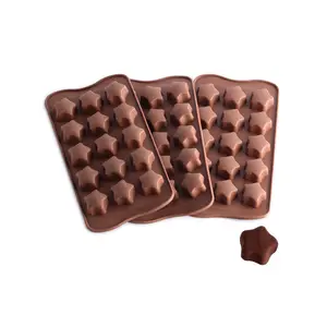 Beş köşeli yıldız çikolatalı puding çerezler 3D el yapımı kalıp silikon kek kalıbı
