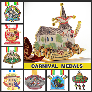 Medaglia Commemorativa Personalizzata in Lega di Zinco 3D, Festival del 50° Anniversario del Carnevale di La Roche-en-Ardenne, Belgio, con Smalto Morbido - Product Image 2