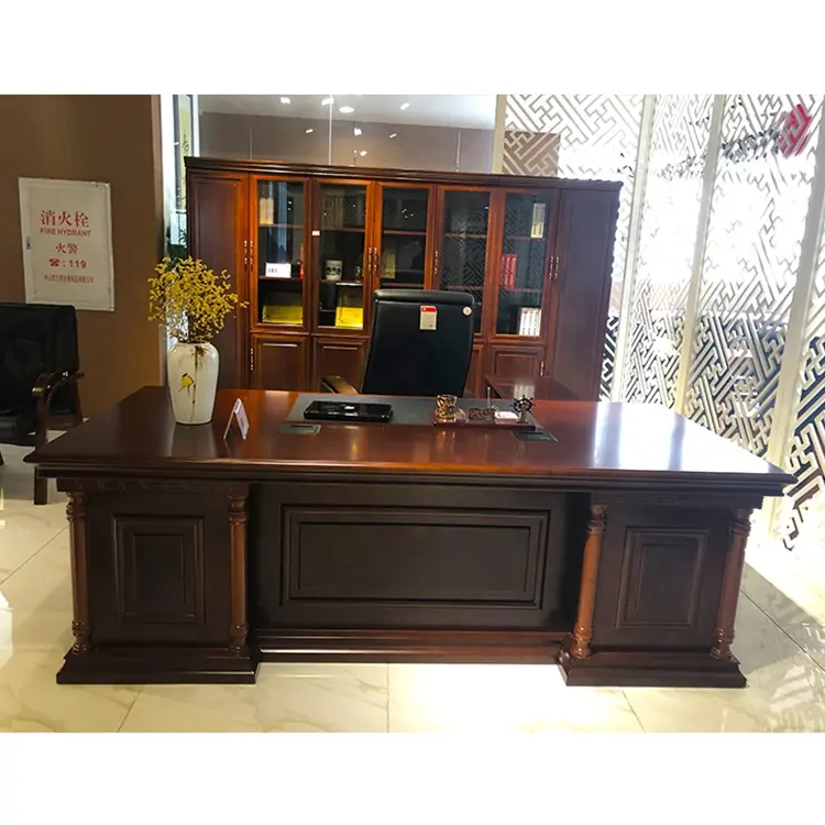 Mobiliário de escritório executivo de madeira, mesa executiva + armário + cadeira + mesa de café, suíte para móveis de escritório (FOHA-3124)