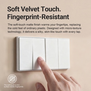 Interrupteur mural tactile doux 2 gangs 1 voie 2 voies 3 voies, norme UE, nouveau design, interrupteurs modernes et tendance 250V 10A - Product Image 2