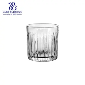 Vaso de cristal acanalado de línea recta, vaso de vidrio acanalado de 320mL, a la moda, antiguo, a rayas, para whisky, vino, copa de vidrio fría con borde dorado, taza de café