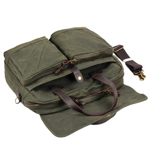 Sac à bandoulière rétro pour hommes Mallette en toile transfrontalière Sac messager en toile à l'huile et à la cire Sacoche pour ordinateur portable - Product Image 3