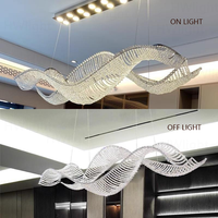 Lustre LED moderne et créatif en cristal ondulé, éclairage suspendu pour salle à manger, îlot de cuisine, bar, maison, hôtel, décoration artistique commerciale