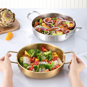 Stainless Steel Ramen <b>Pot</b> With Double Handles Thickened Golden Seafood Dry <b>Pot</b> Mini Hot <b>Pot</b> Household Soup <b>Pot</b> <b>Induction</b> - Product Image 1