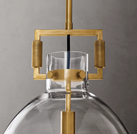 Lampe de table suspendue mini en laiton moleté moderne avec globe en verre transparent et LED à hauteur réglable pour usage commercial et résidentiel