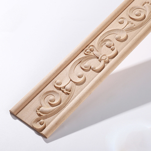 Moulure Florale En Bois Sculpté Pour Meubles Et Portes - Dimensions 20x5 Cm, En Bois D'hévéa, Non Peinte