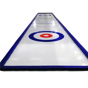 portable curling boards or land curling floors synthetic rink mat with a round circle to use for indoor curling game