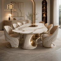 Ensemble de table à manger et 8 chaises de luxe moderne avec plateau en marbre, meubles durables pour la maison
