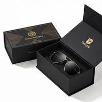 Boîte personnalisée avec couvercle et base, et boîte cadeau bleue pour lunettes de soleil, boîte en papier robuste avec couvercle