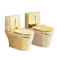 Armoire d'eau une pièce dorée en porcelaine royale de l'Ouest Ensemble de toilette de luxe couleur or pour salle de bain avec lavabo