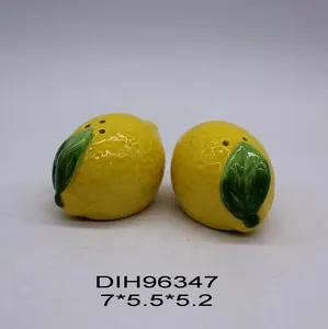 Handpainted ceramic lemon shape salt and pepper shaker