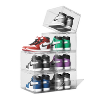 Offre Spéciale personnalisé clair magnétique stockage boîte à chaussures en plastique acrylique emballage boîte conteneur de stockage empilable organisateur boîte chaussures