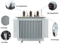 Transformateur immergé dans l'huile, de qualité industrielle, à haute tension, durable et stable, 500 kVA, 15 kV, homologué pour la distribution d'énergie