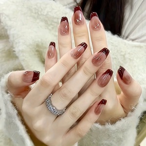 <span class=keywords><strong>Faux</strong></span> <span class=keywords><strong>ongles</strong></span> à presser longs de style français, forme cercueil, avec nail art blush, en ABS, avec <span class=keywords><strong>colle</strong></span>, vente en gros, très demandés - Product Image 1