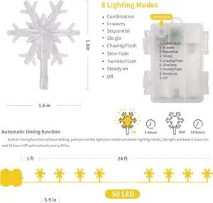 Snowflake LED String Lights Fairy Lights Battery/USB Powered Garland New Year's Christmas Decorations Lights