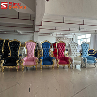 Chaises de luxe pour roi et reine, chaises de trône dorées pour les événements, la décoration de mariage et de fête