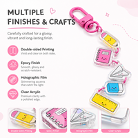 Porte-clés en acrylique facile à utiliser, personnalisable et portable, avec de jolis charms de style anime et finition en résine époxy.