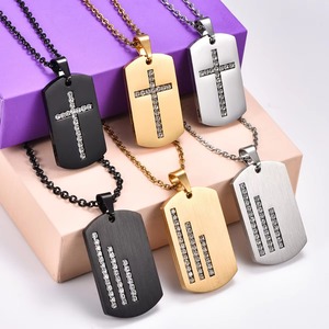 Collar con Colgante de Identificación de Acero Inoxidable con Circonita Cúbica para Mujer y Hombre, Estilo Hip Hop, Placa con Nombre, Dijes, Cadena, Joyería Metálica para Exteriores - Product Image 3