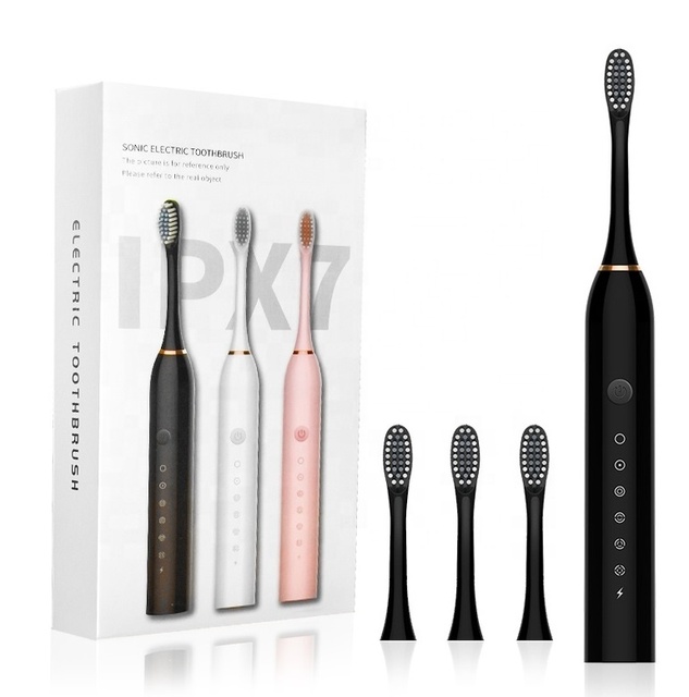 Usb Rechargeable Ultrasonic Electric Toothbrush Adults Portable Travel Sonic Toothbrush 4 Brush Heads 6 Operating Modes Soft