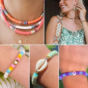 6000 pièces de perles en argile polymère de 24 couleurs, perles Heishi avec pendentifs, kit de fabrication de bijoux pour jouets - Product Image 6