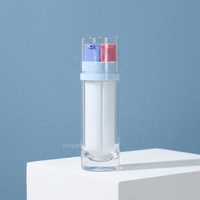 Flacon pompe sans air à double paroi rond en plastique recyclable 10 ml*2 à double compartiment pour les soins de la peau