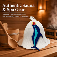 Chapeau de sauna unisexe en feutre de laine, motif dauphin marine avec incrustation turquoise, souvenir marin, protection contre la vapeur pour le bain