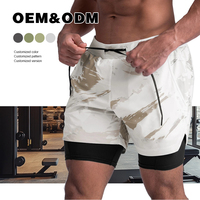 Shorts de sport pour homme en nylon imprimé, personnalisés, tricotés, à compression, 2 en 1, pour la course à pied et la gym