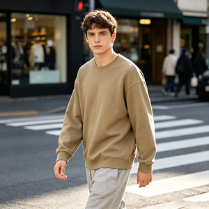 Sweat-shirt rouge à col rond pour homme, logo personnalisé, coupe classique, tricoté, couleur unie, pull décontracté, printemps-automne - Product Image 5