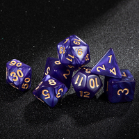 Jeu de dés polyédriques violets à numérotation dorée, 7 pièces, effet nacré galaxie, pour D&D, Dungeons and Dragons, Pathfinder, MTG
