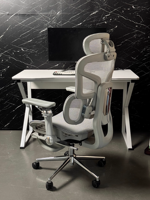 Chaise de bureau ergonomique Sai Gu chinoise à dossier haut, avec accoudoirs robotisés 8D réglables, pivotante, en maille, appui-tête réglable, garantie 5 ans