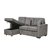 Canapé-lit sectionnel en tissu moderne à structure robuste en forme de L avec chaise longue de rangement pour salon