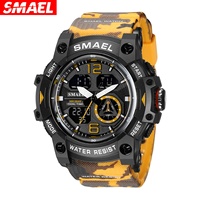 Montre numérique SMAEL 8007MC étanche 50m, montre à quartz LED, montre de sport unisexe, grande montre avec chronomètre, alarme, luminescence